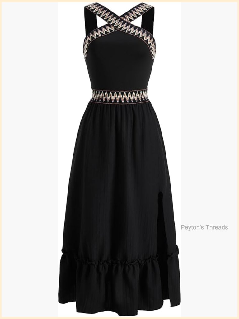 Boho Criss Cross Ruffle Midi Dress Sleeveless High Slit A Line Flowy Beach